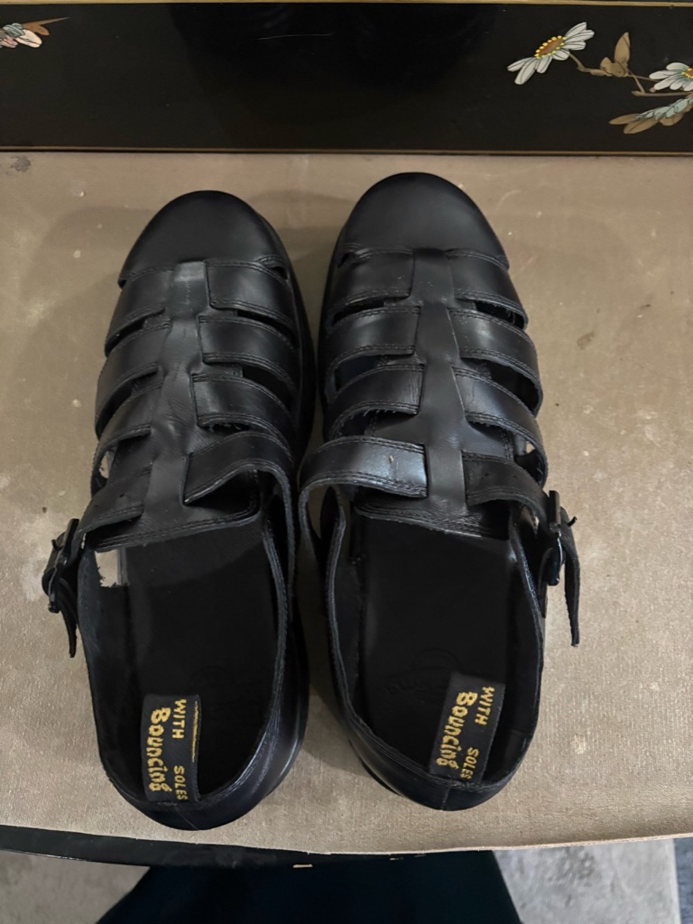 Men's Black Leather Fisherman Sandals